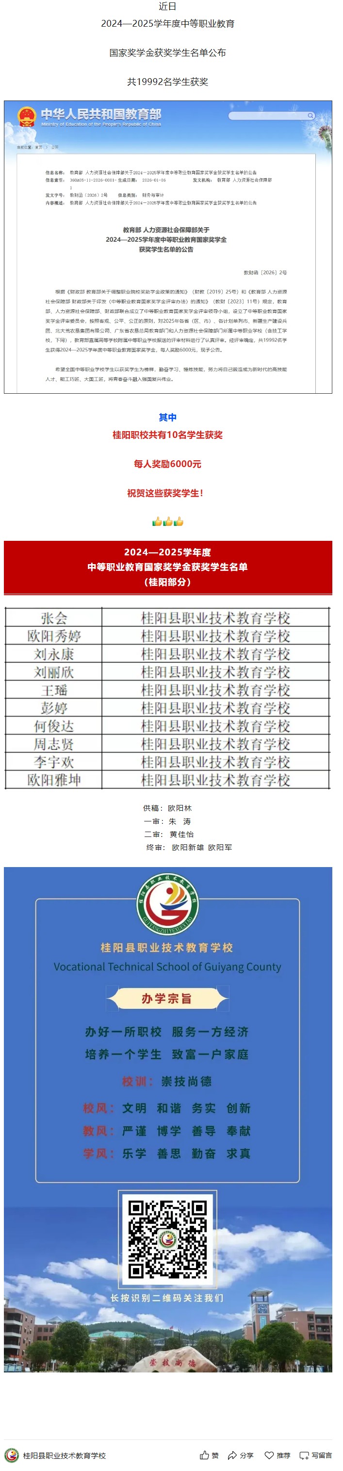 热烈祝贺：我校10名学子荣获国家奖学金！